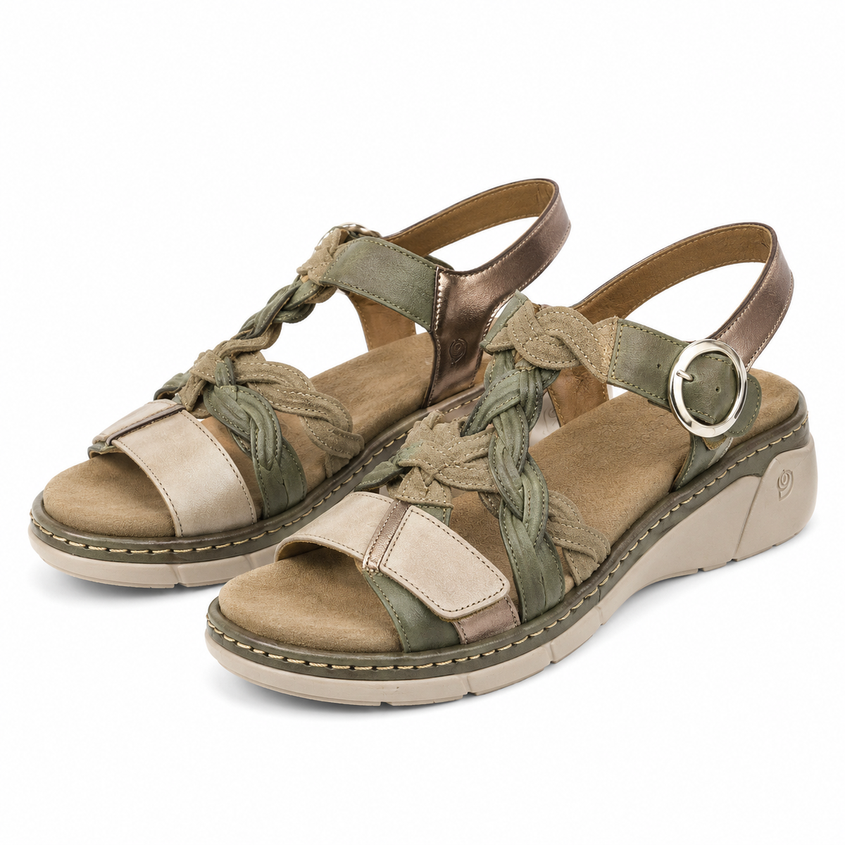 SANDALE CASUAL DAMA SUAVE 18004AT AZORES 97-N BEJ CU VERDE