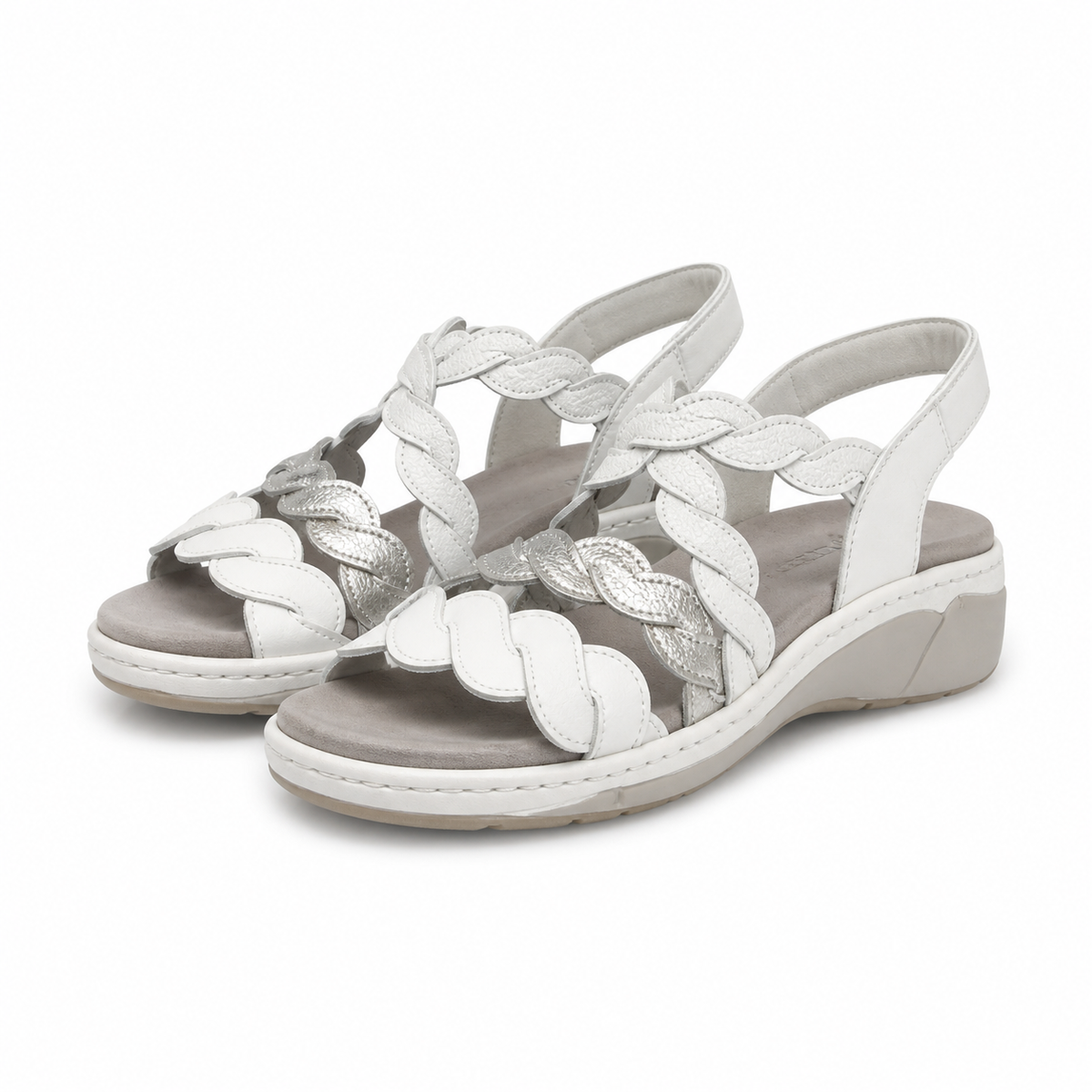 SANDALE CASUAL DAMA SUAVE 18005AT AZORES 13-N ALBI + ARGINTIU