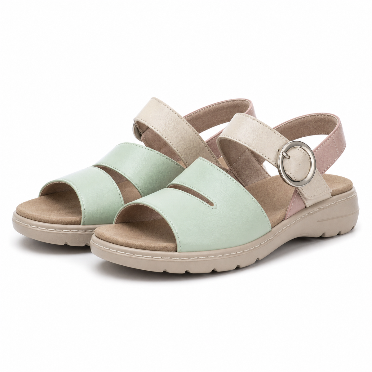 SANDALE CASUAL DAMA SUAVE SU20002T KRABI J3-N VERNIL CU BEJ SI ROZ