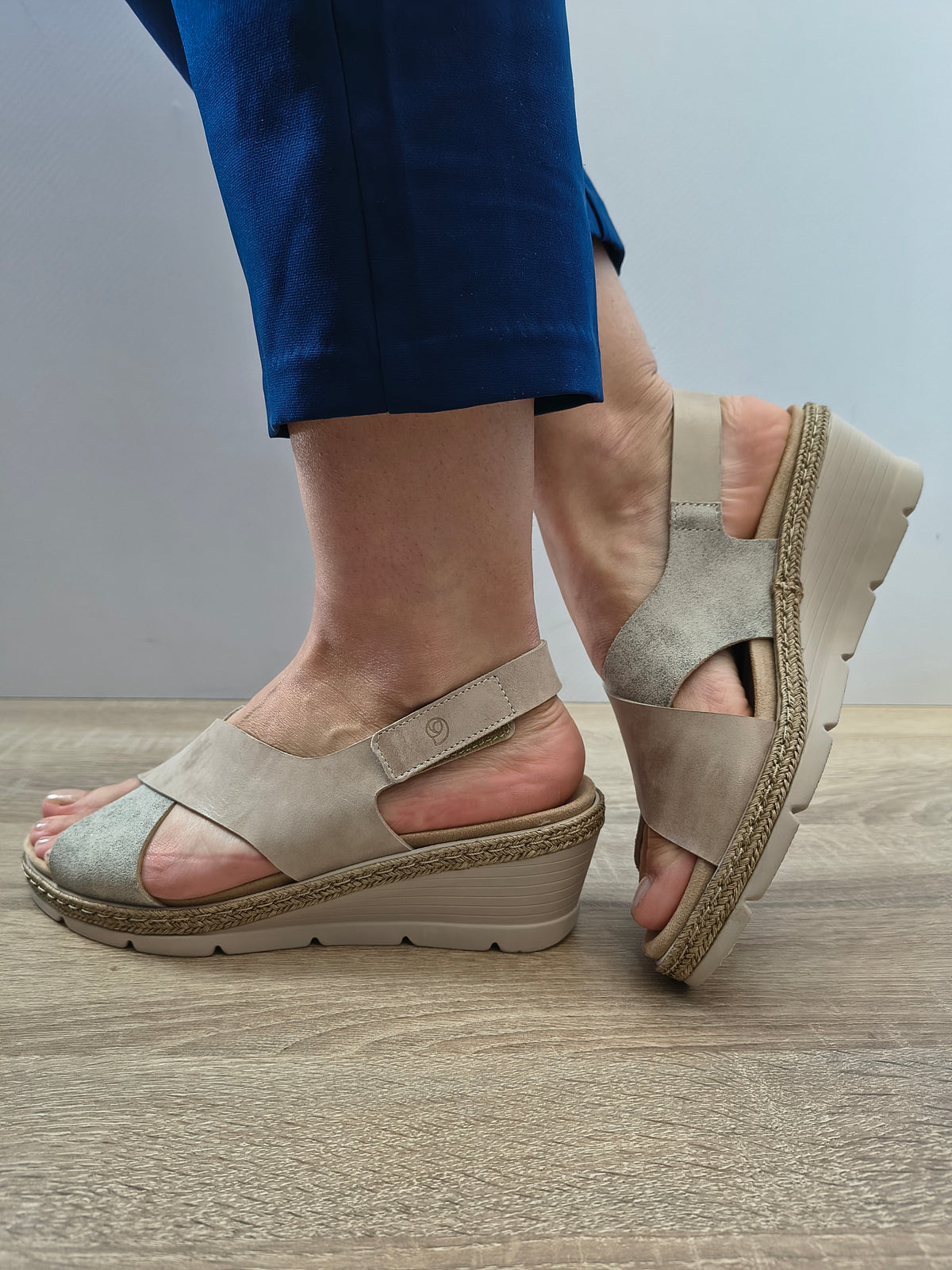Sandale Casual Damă Suave SU22002VJT Bej + Gri Effect - Piele Naturală - vedere 2