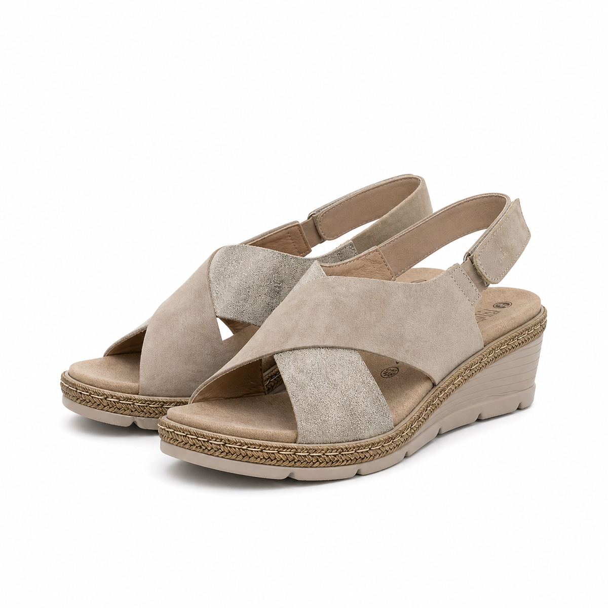 Sandale Casual Damă Suave SU22002VJT Bej + Gri Effect - Piele Naturală