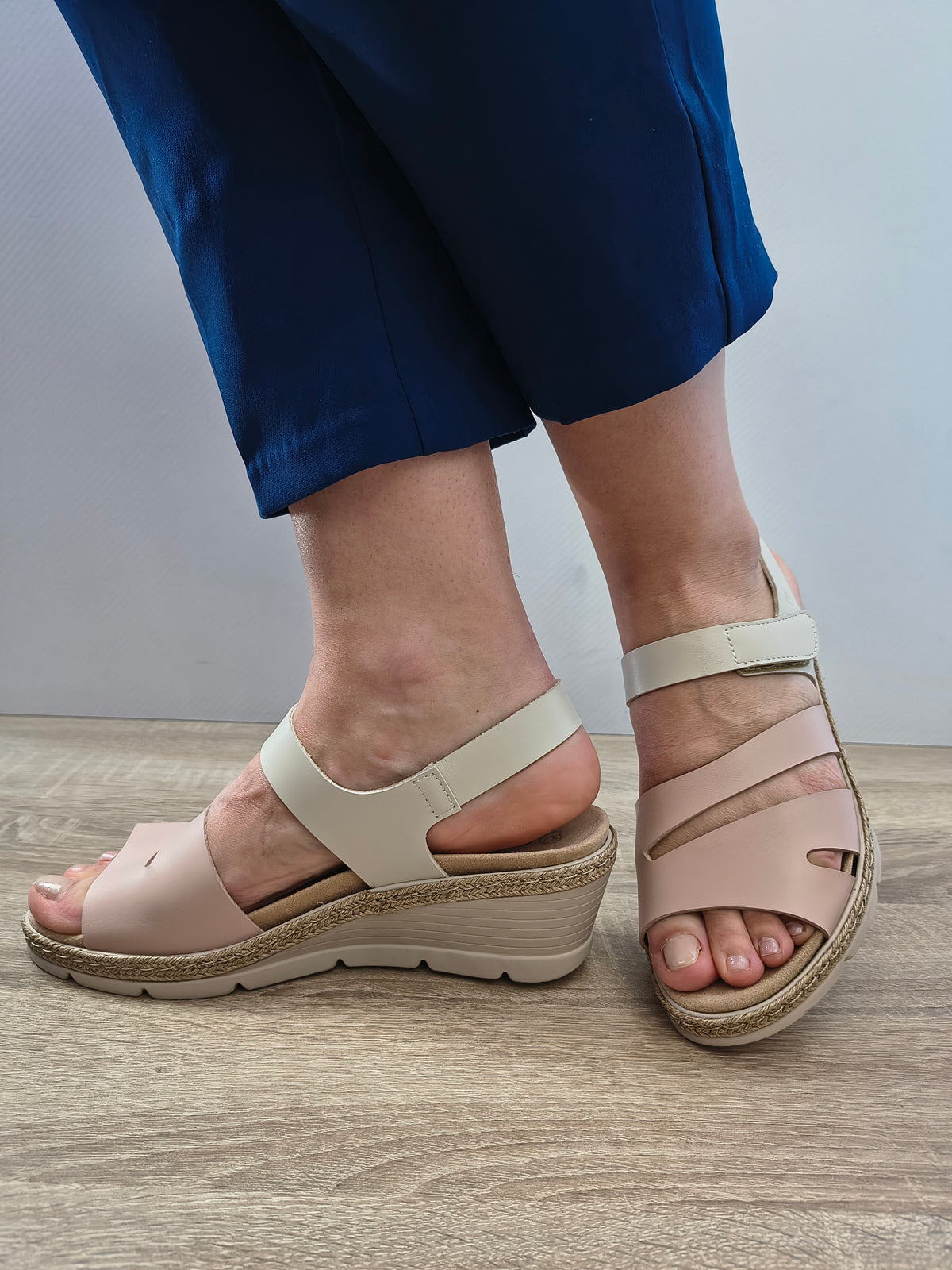 Sandale Casual Damă Suave SU22004VJT Roz + Crem - Piele Naturală - vedere 1