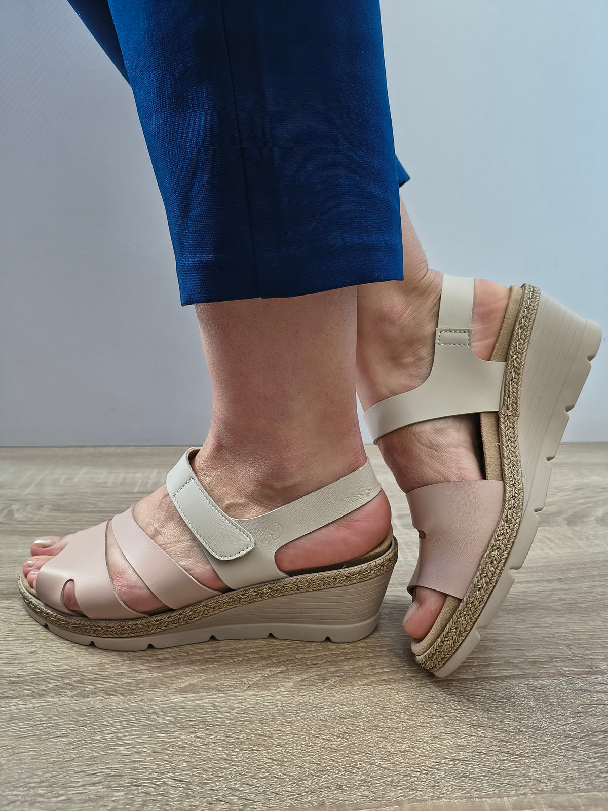 Sandale Casual Damă Suave SU22004VJT Roz + Crem - Piele Naturală - vedere 2