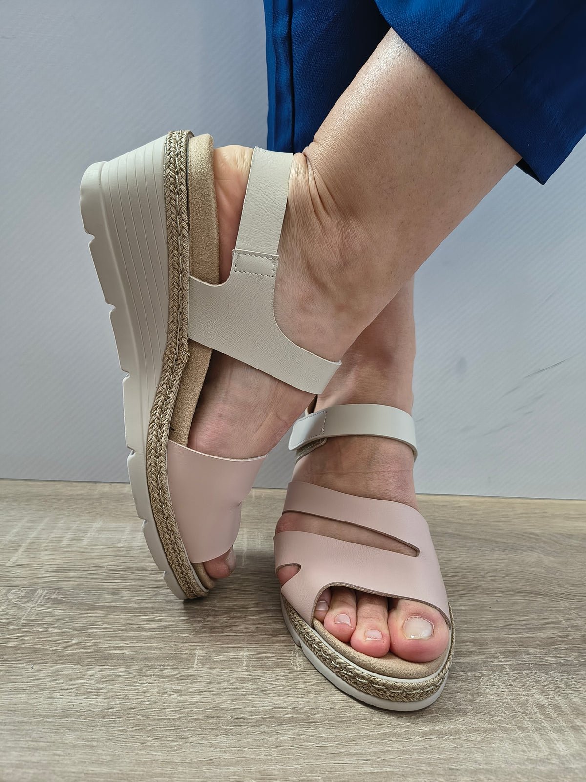 Sandale Casual Damă Suave SU22004VJT Roz + Crem - Piele Naturală - vedere 4
