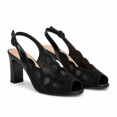 Sandale Elegante Damă Epica 380021B 01-I Negru - Piele Naturală Intoarsa