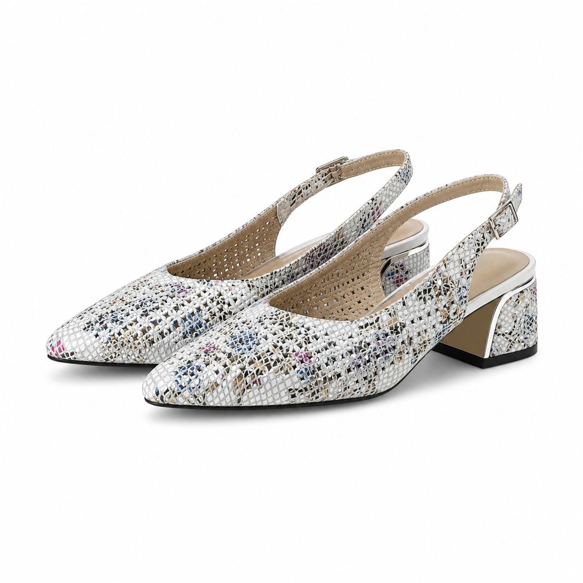 SANDALE ELEGANTE DAMA KARISMA 80001C F3-N ALB FLORAL
