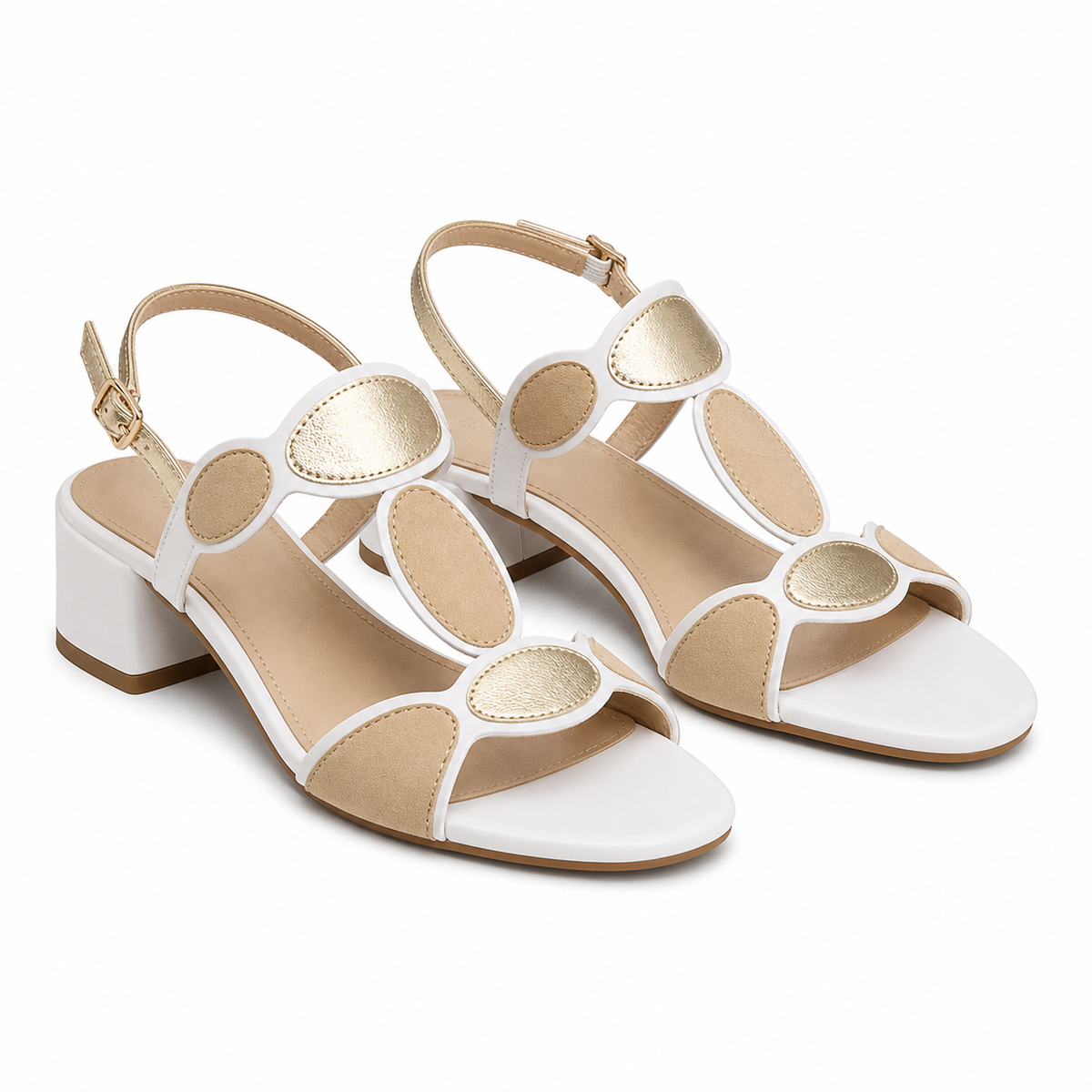 SANDALE ELEGANTE DAMA MARCO TOZZI 28231-44 ALBI CU BEJ SI AURIU