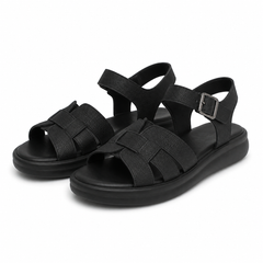 Sandale Casual Damă Formazione 28-022 Negru Nubuck - Piele Naturală Nubuck