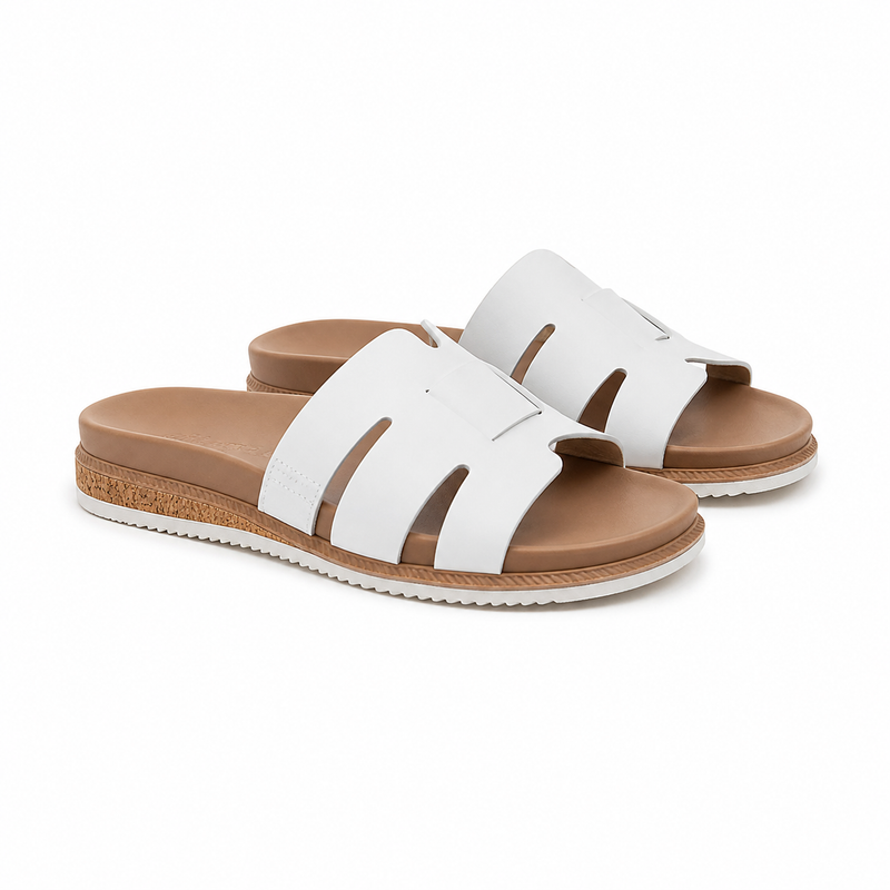 Saboti Casual Damă Skechers 114707 Wht Alb - Piele Ecologică