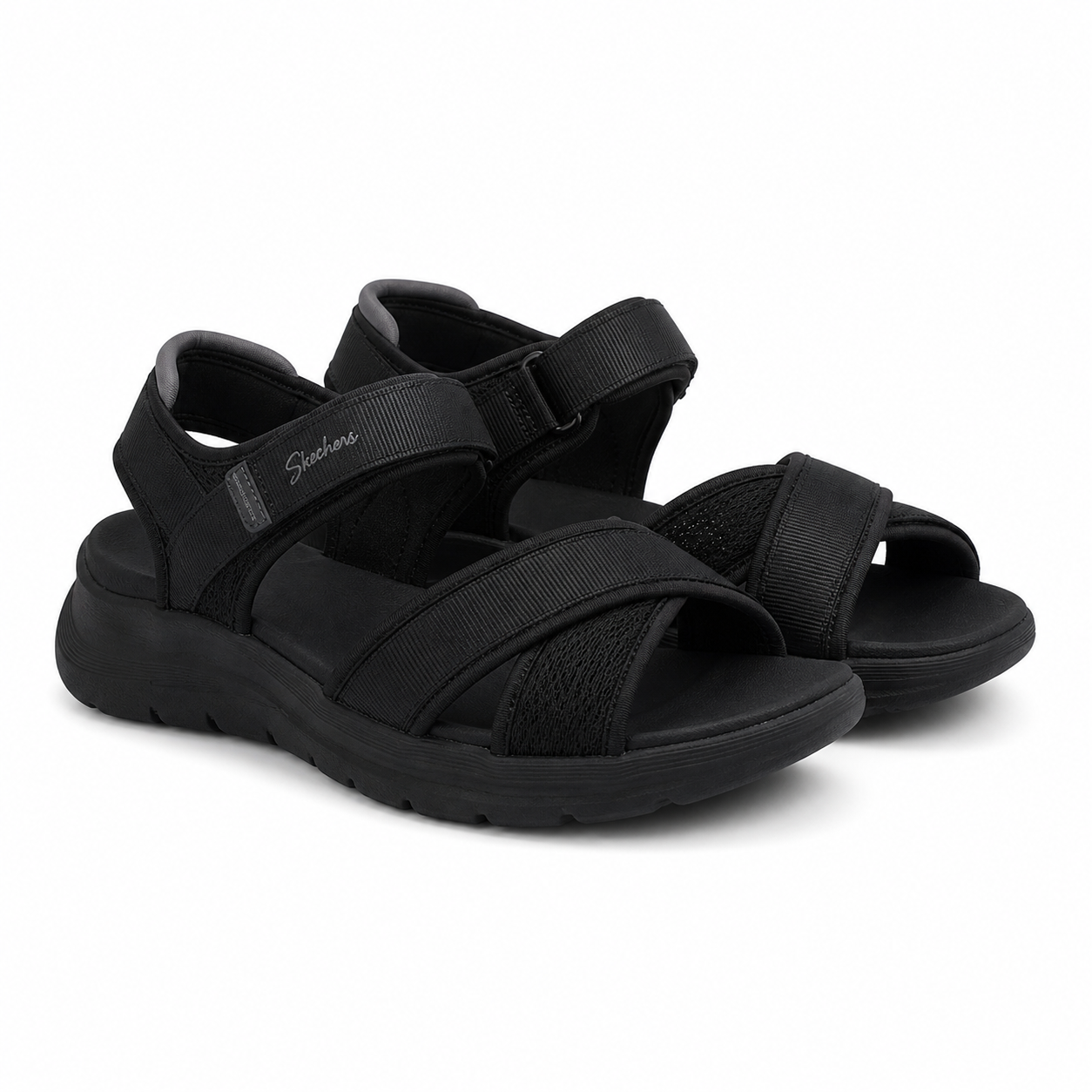 Sandale Casual Damă Skechers 164078 Bkgy Negru - Textil