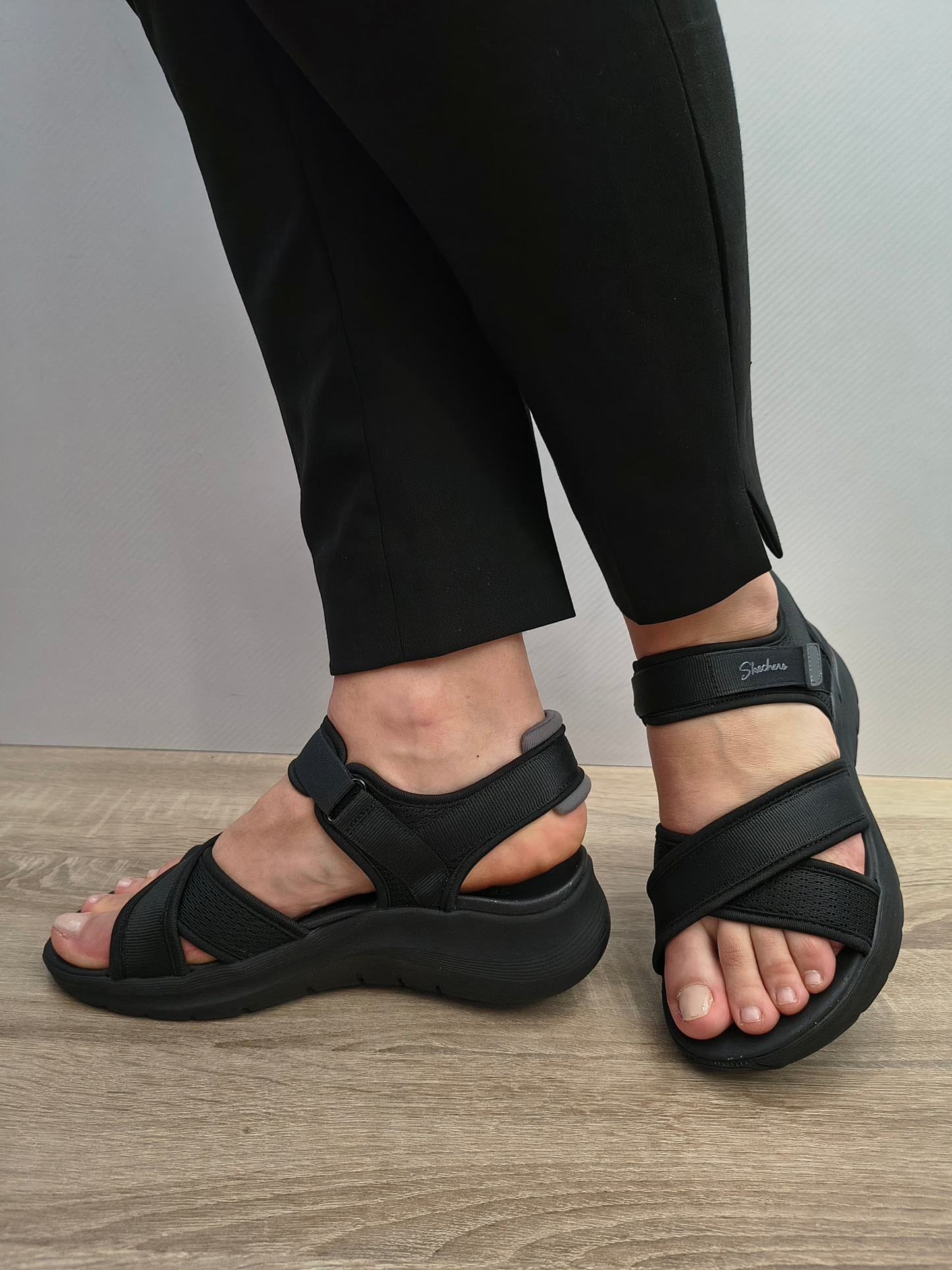 Sandale Casual Damă Skechers 164078 Bkgy Negru - Textil