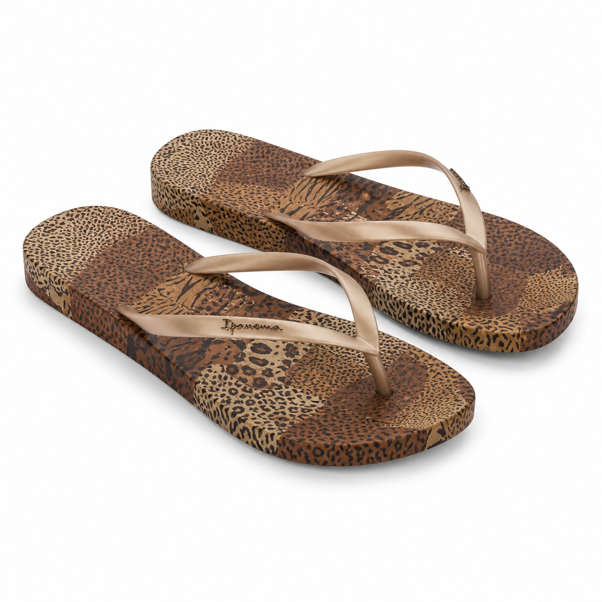 SLAPI DAMA IPANEMA ANIMAL PRINT 83617-AY384 17-K BEJ CU AURIU SI MARO