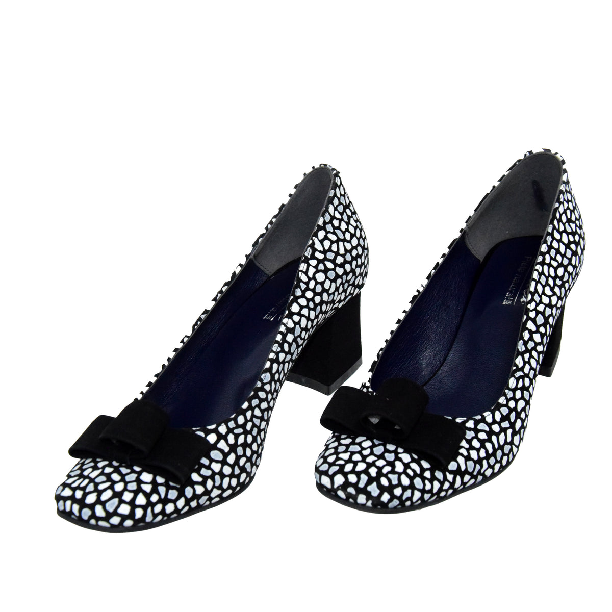 PANTOFI ELEGANTI DAMA BRATEX 148 NEGRI CU BULINE ALBE - imagine 5
