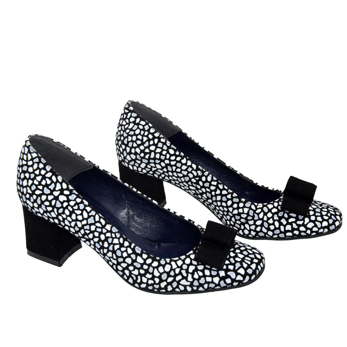 PANTOFI ELEGANTI DAMA BRATEX 148 NEGRI CU BULINE ALBE - imagine 6