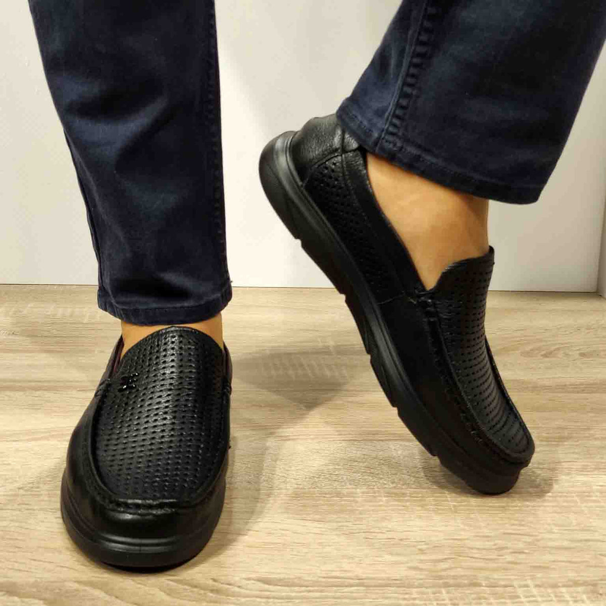 PANTOFI PERFORATI BARBATI MELS 93701 NEGRI - imagine 4