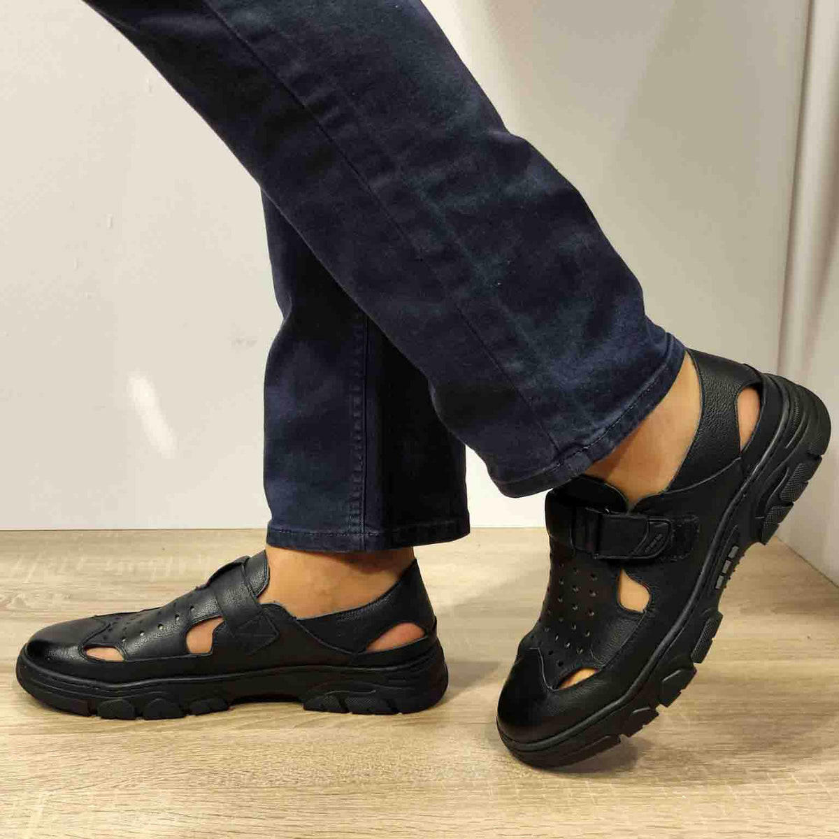 PANTOFI PERFORATI CASUAL BARBATI MELS WM816 NEGRI - imagine 2