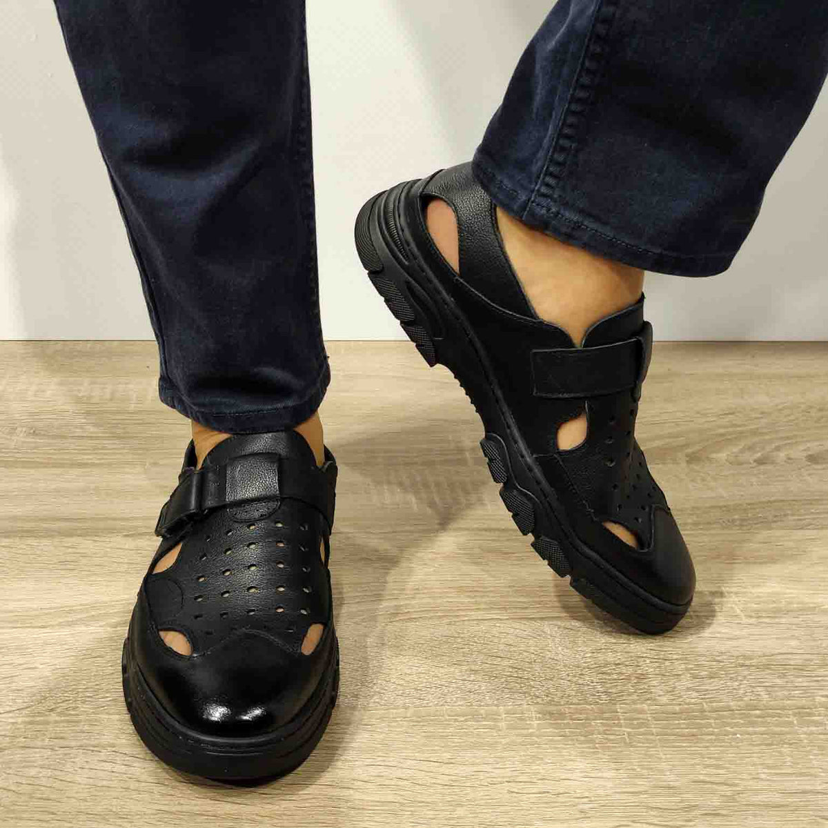 PANTOFI PERFORATI CASUAL BARBATI MELS WM816 NEGRI - imagine 3