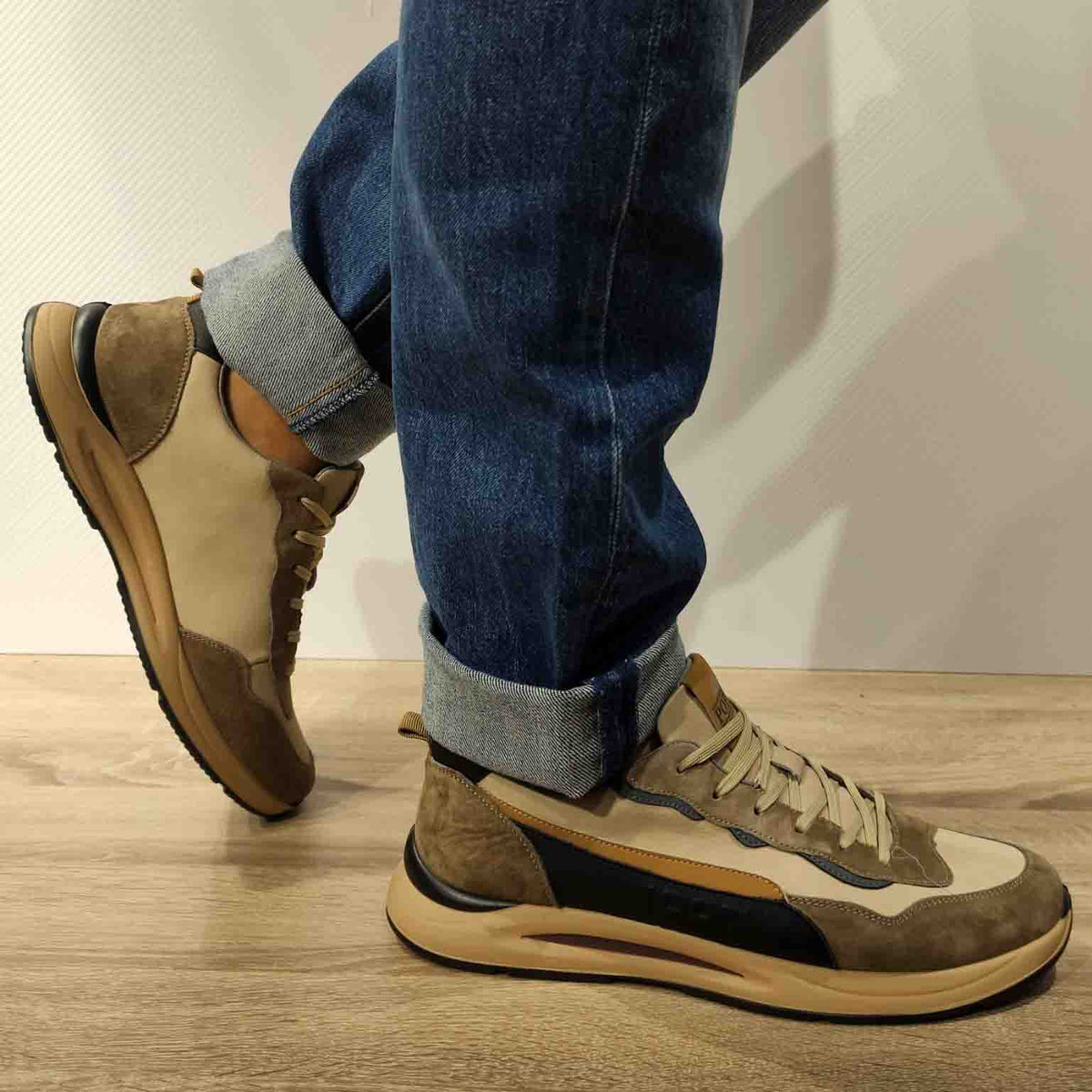 PANTOFI SPORT BARBATI FRANCO GERARDO A11203 BEJ - imagine 5