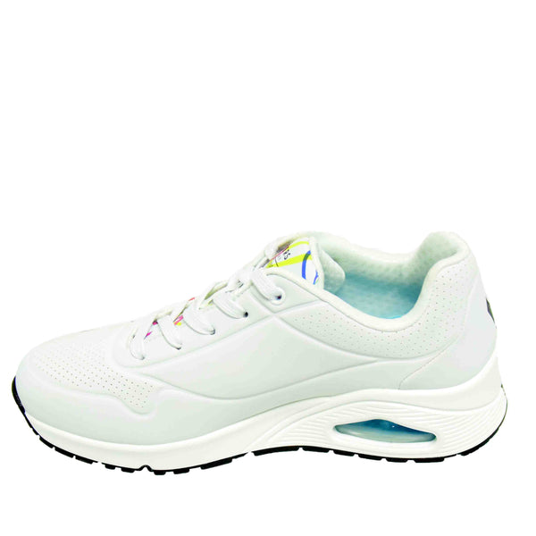 Pantofi Sport Damă Skechers 155507 Alb+color – Piele Ecologică – vedere 3