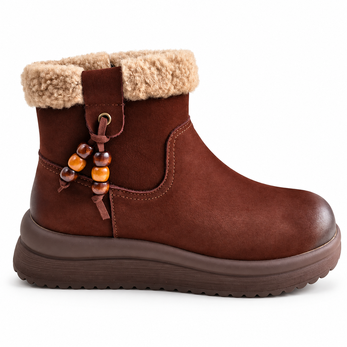 Ghete Casual Damă Feeling 15201 Maro – Piele Naturală