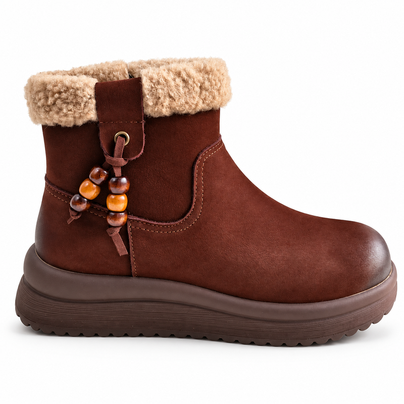 Ghete Casual Damă Feeling 15201 Maro – Piele Naturală