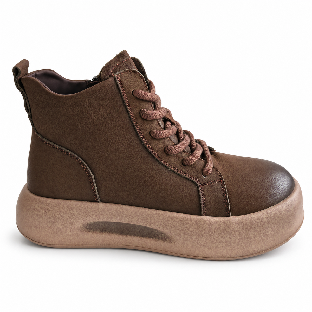 Ghete Casual Damă Feeling 86683 Maro – Piele Naturală