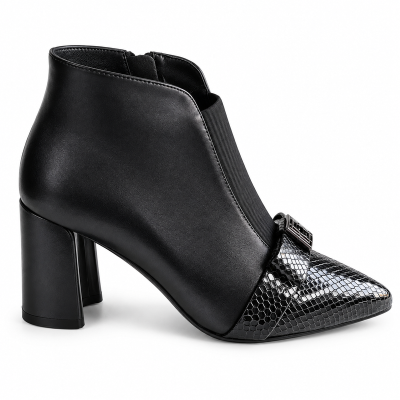 Ghete Elegante Damă Epica 3994-65B-Y008 Negru Croco – Piele Naturală