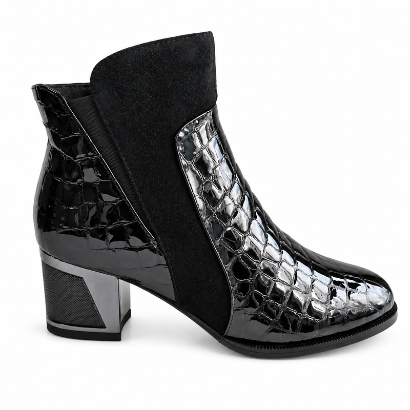 Ghete Elegante Damă Epica 8313-4-735 01-O Negre Croco