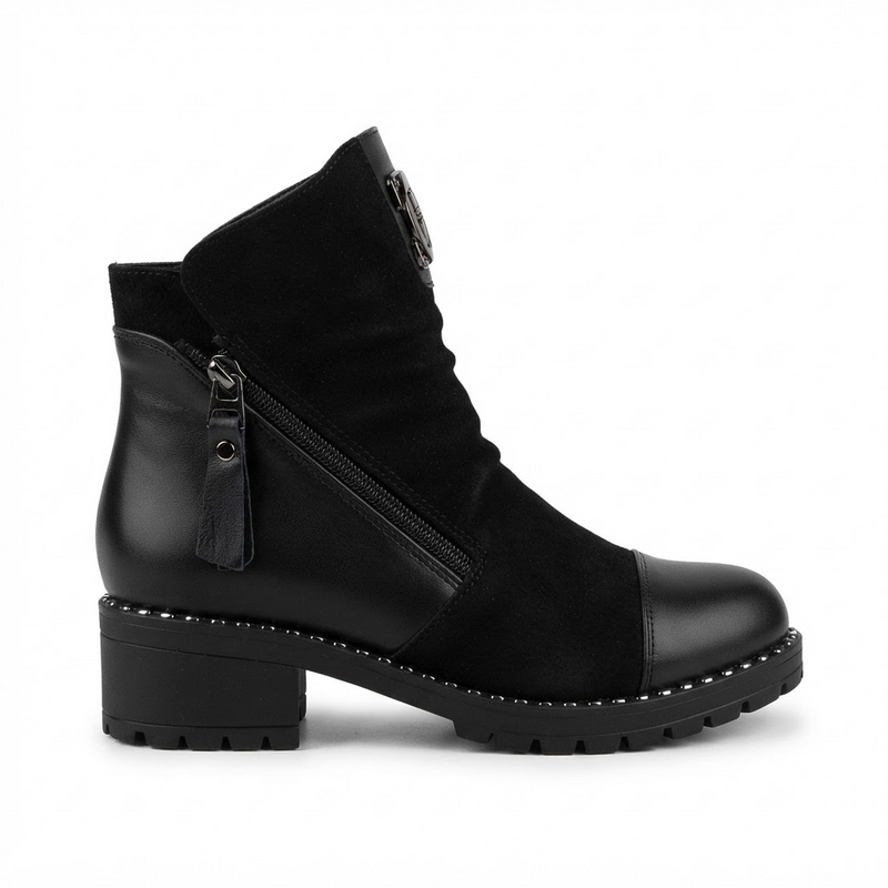 Ghete Casual Damă Dogati 103 164 Negru Piele Întoarsă – Piele Naturală