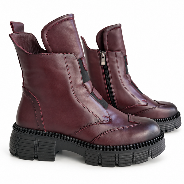Ghete Casual Damă Dogati 005 5787 Bordo-Negru – vedere 1