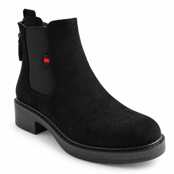 Ghete Casual Damă Pass 1M550006A Negru – Piele Naturală Întoarsă – vedere 1