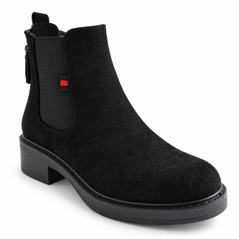 Ghete Casual Damă Pass 1M550006A Negru – Piele Naturală Întoarsă – vedere 1