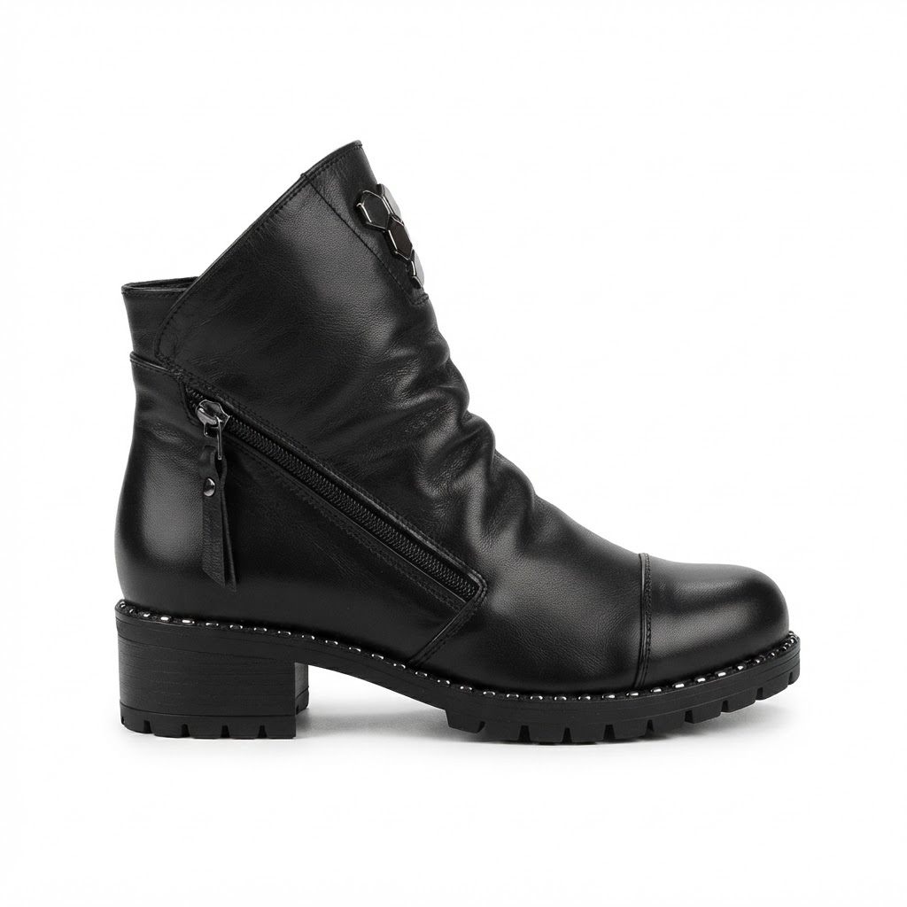 Ghete Casual Damă Dogati 103 164 Negru – Piele Naturală – vedere 1