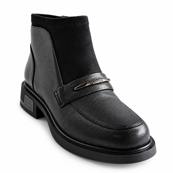 Ghete Casual Damă Feeling D252-8770 Negru – Piele Naturală – vedere 2