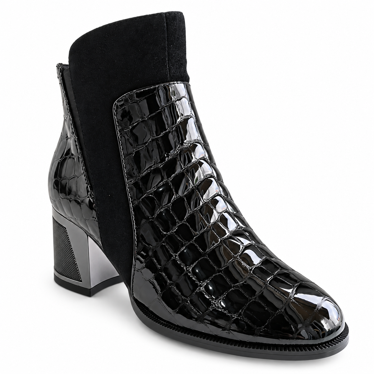 Ghete Elegante Damă Epica 8313-4-735 01-O Negre Croco – vedere 2
