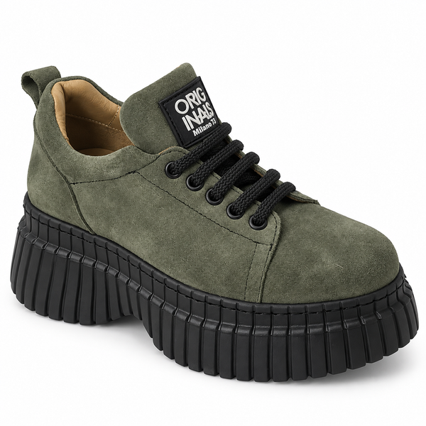 Pantofi Casual Damă Dogati 018 70940 Kaki Velur – vedere 2