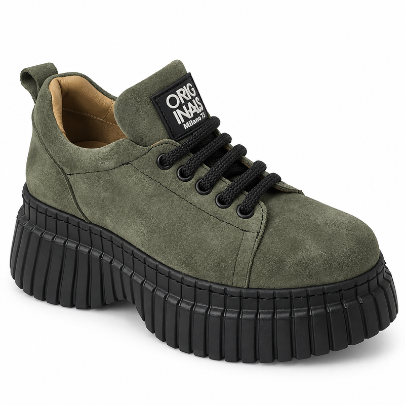 Pantofi Casual Damă Dogati 018 70940 Kaki Velur – vedere 2