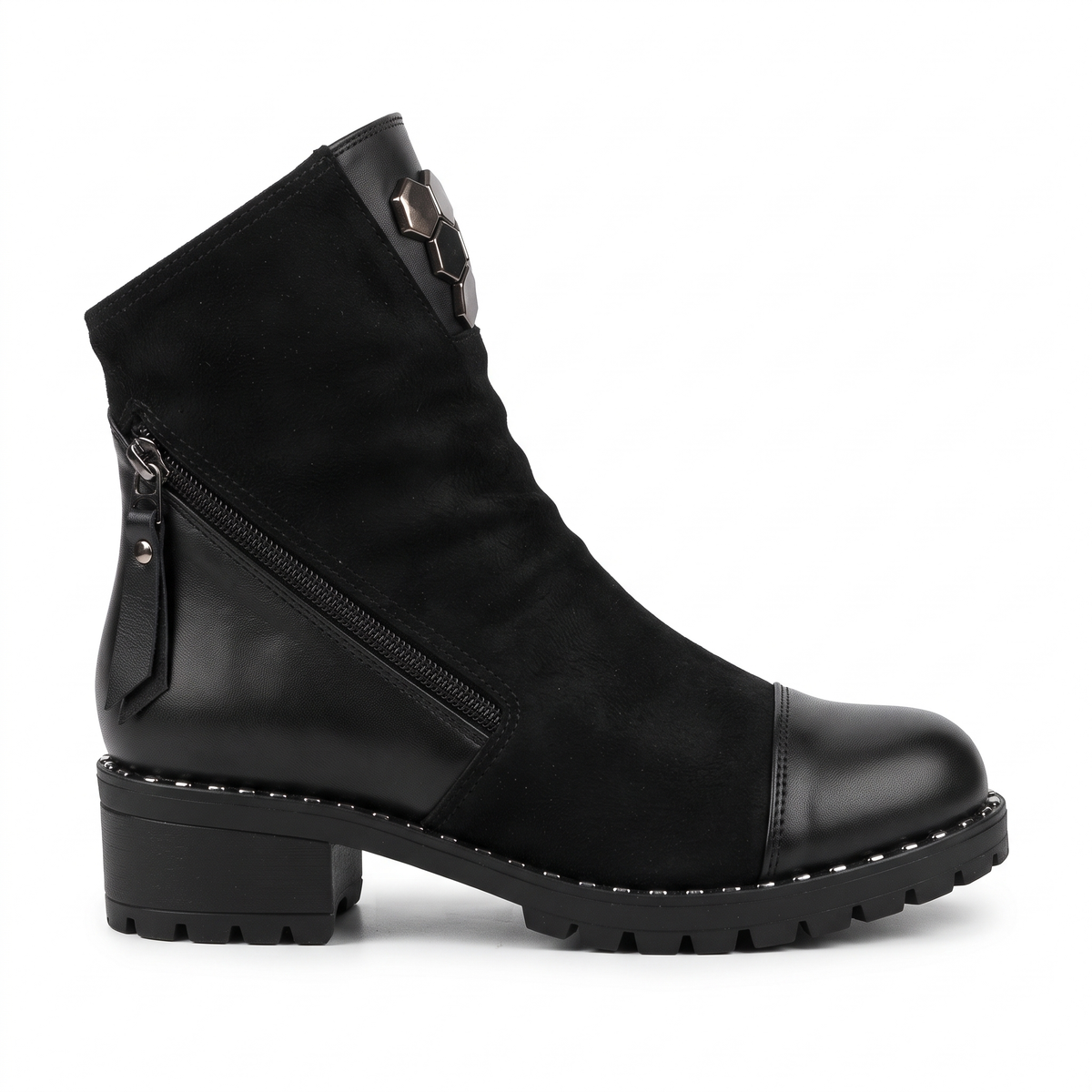 Ghete Casual Damă Dogati 103 164 Negru Piele Întoarsă – Piele Naturală – vedere 2