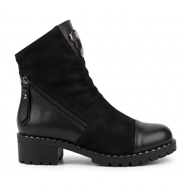 Ghete Casual Damă Dogati 103 164 Negru Piele Întoarsă – Piele Naturală – vedere 2