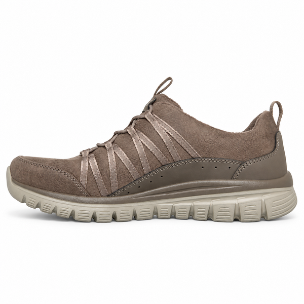 Pantofi Sport Damă Skechers 100889 Taupe Închis – Piele Ecologică - vedere 3/5