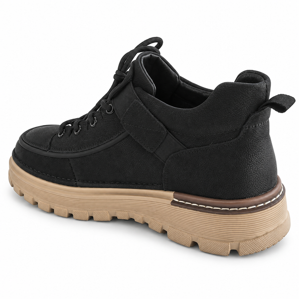 Ghete Casual Bărbați Mels R028-1 Negru cu Talpă Bej – vedere 3