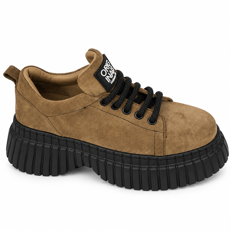 Pantofi Casual Damă Dogati 018 70940 Tutun Velur – vedere 3