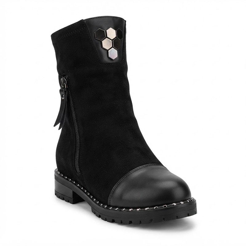 Ghete Casual Damă Dogati 103 164 Negru Piele Întoarsă – Piele Naturală – vedere 4