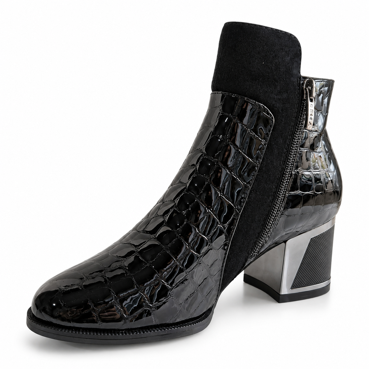 Ghete Elegante Damă Epica 8313-4-735 01-O Negre Croco – vedere 5