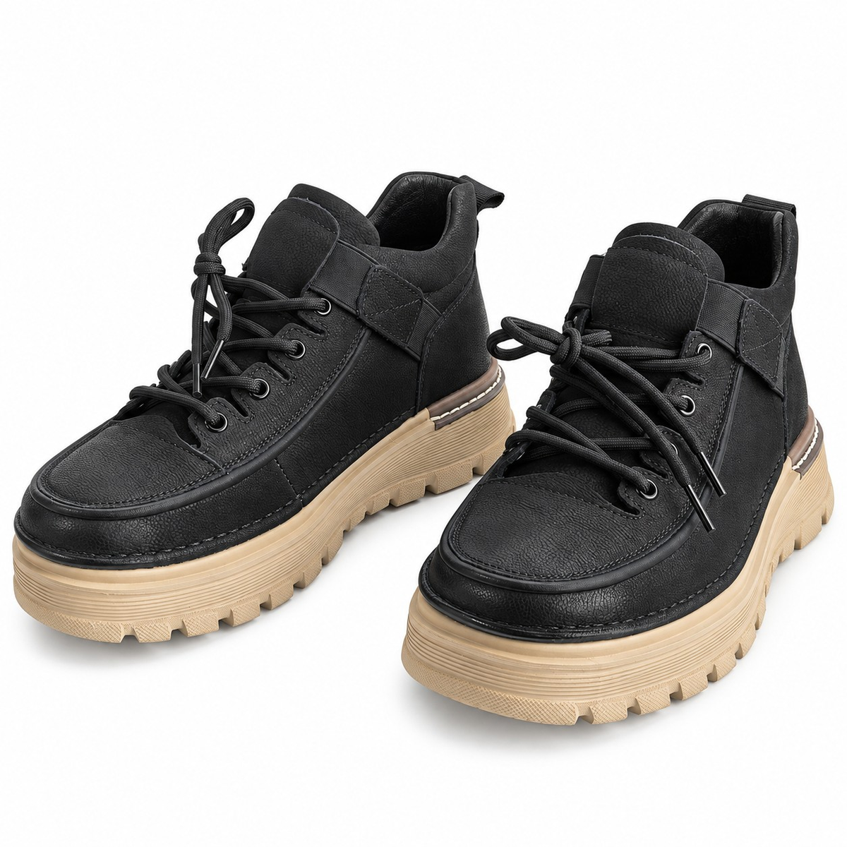 Ghete Casual Bărbați Mels R028-1 Negru cu Talpă Bej – vedere 6