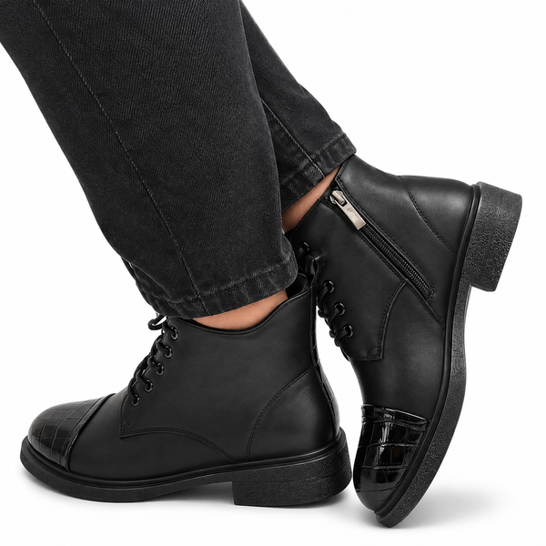 Ghete Casual Damă Pass 570010C 01-N Negre + Croco - vedere 3