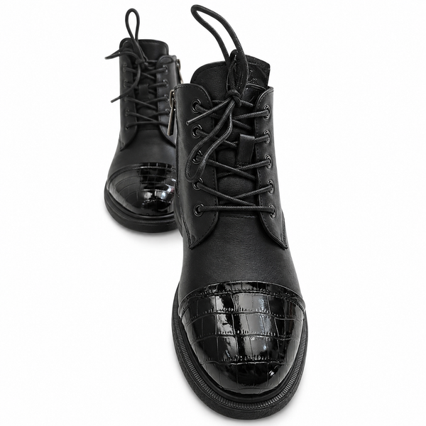 Ghete Casual Damă Pass 570010C 01-N Negre + Croco - vedere 4