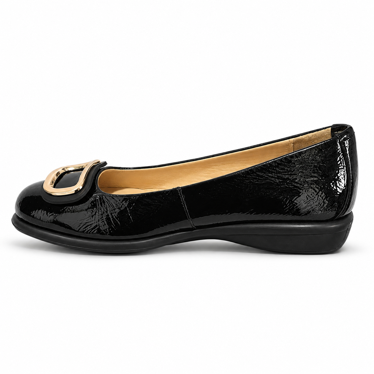 Pantofi Eleganți Damă Relax E-2670-03 Negru – Piele Naturală + Piele Lac (vârf/toc) - vedere 1/6
