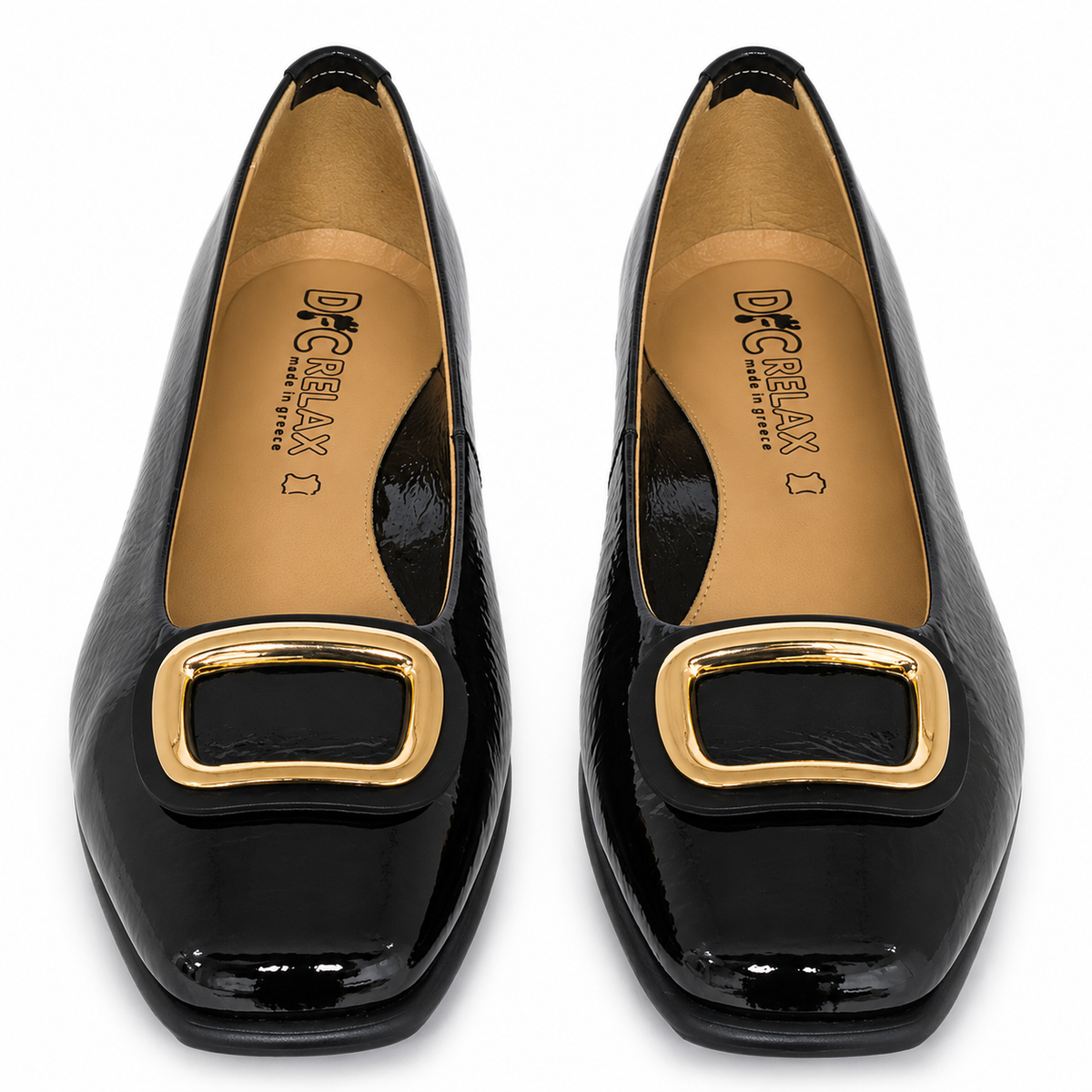 Pantofi Eleganți Damă Relax E-2670-03 Negru – Piele Naturală + Piele Lac (vârf/toc) - vedere 4/6