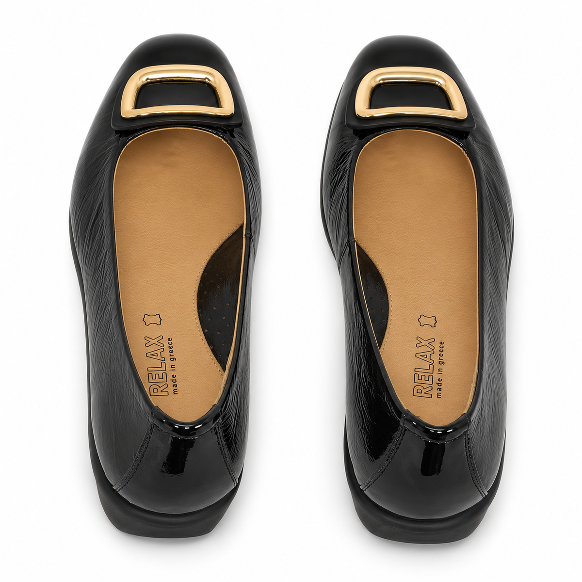 Pantofi Eleganți Damă Relax E-2670-03 Negru – Piele Naturală + Piele Lac (vârf/toc) - vedere 5/6